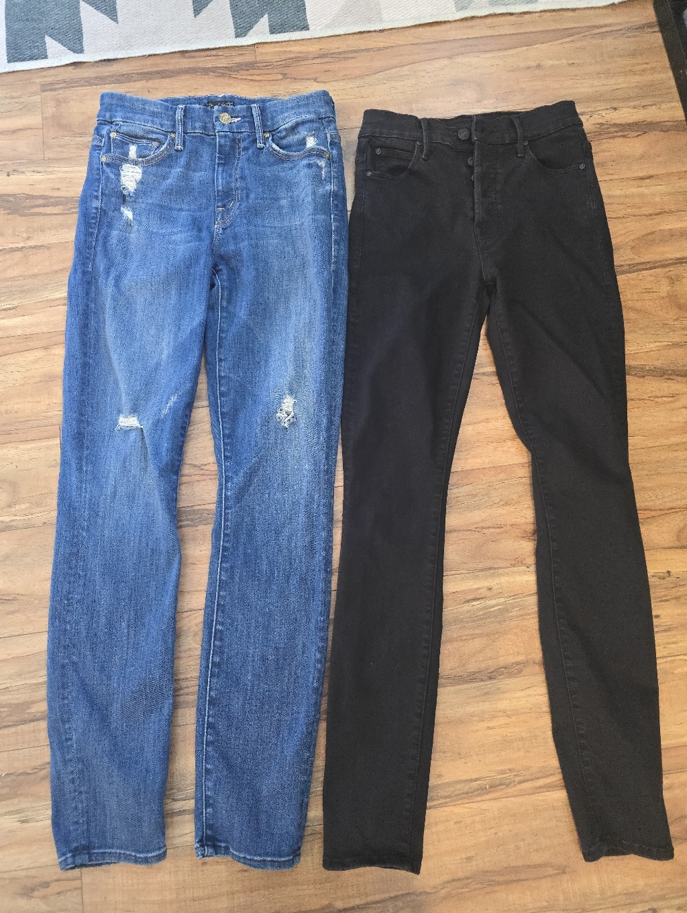 MOTHER Jeans LOT - the Stunner + High Waisted Looker In Black And Blue Denim